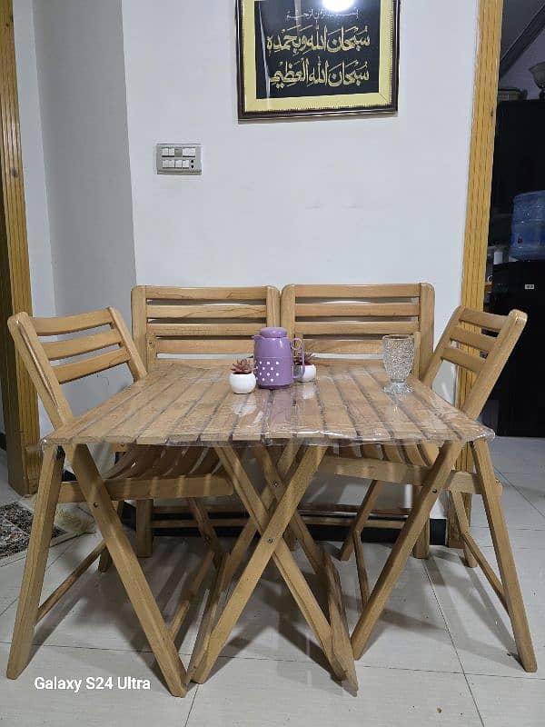 Pure Wooden Kitchen/Cafe Dining Table Set with 4 Chairs 2