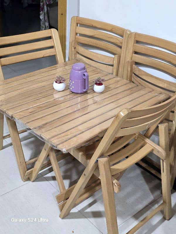 Pure Wooden Kitchen/Cafe Dining Table Set with 4 Chairs 3