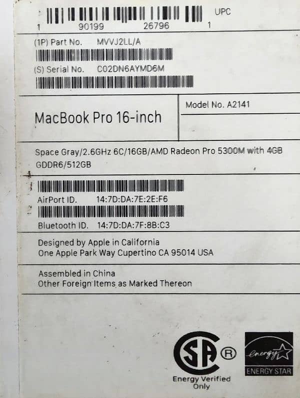 Apple MacBook pro 2019 16 inches 13