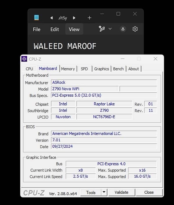 Asrock Z790 Nova WiFi 7 & Intel Core i7 14700k 3