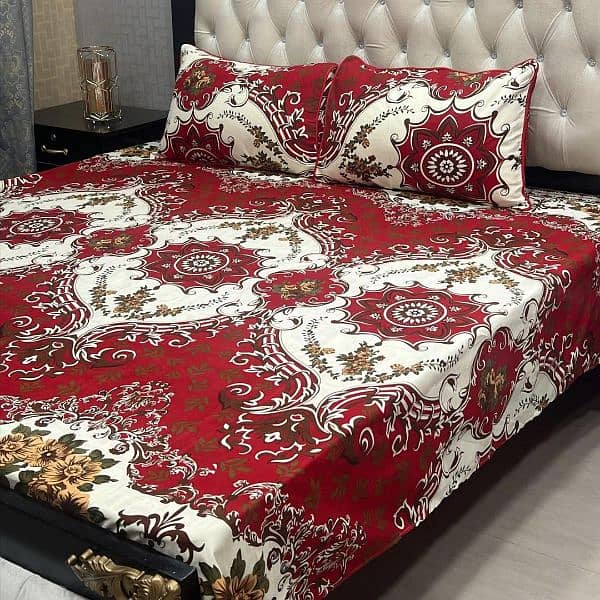 3pcs Crystal cotton Printed Double Bedsheets, WhatsApp (03145156658) 3