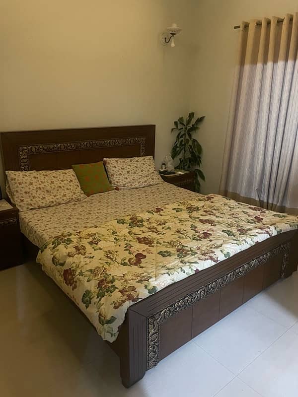 wooden bed set with mattress 4