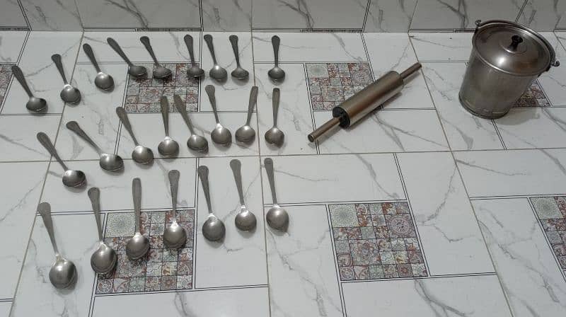 New Stylish 24Spoons  1Bylcha 1Balti Steelan Pure Steel 0