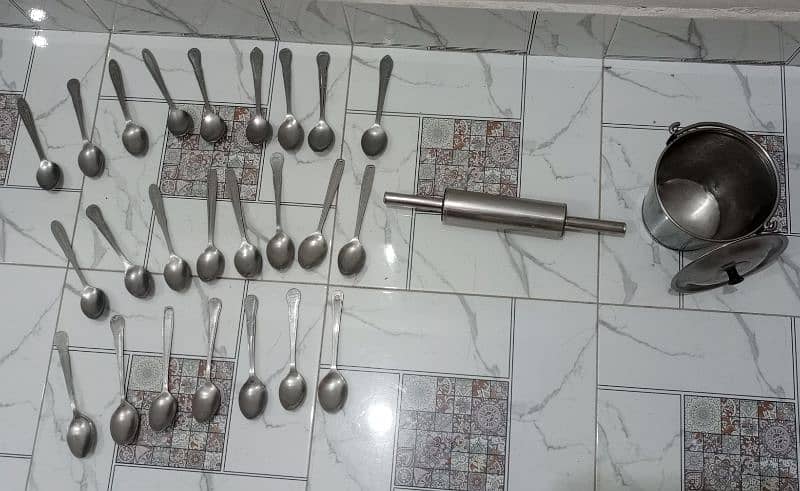 New Stylish 24Spoons  1Bylcha 1Balti Steelan Pure Steel 1