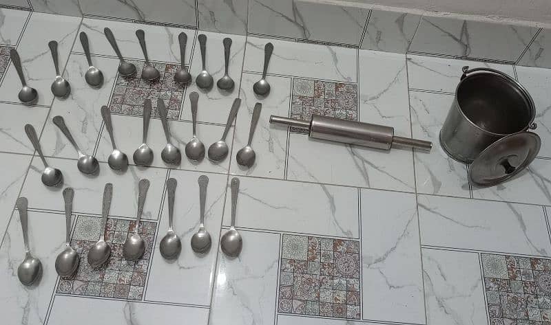 New Stylish 24Spoons  1Bylcha 1Balti Steelan Pure Steel 2