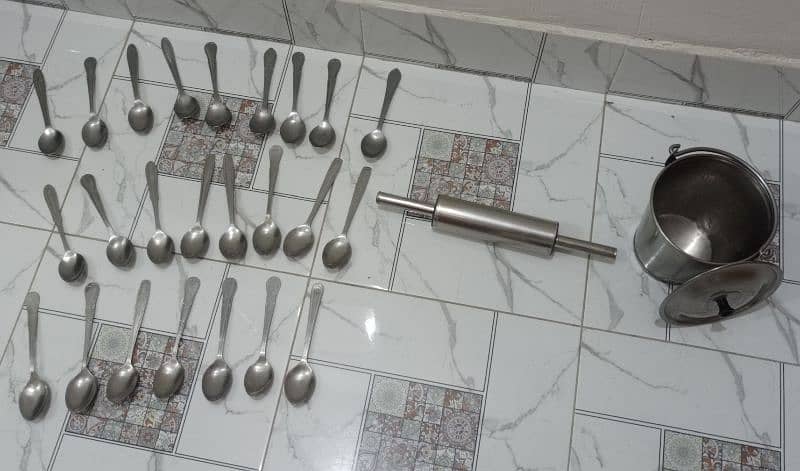 New Stylish 24Spoons  1Bylcha 1Balti Steelan Pure Steel 3