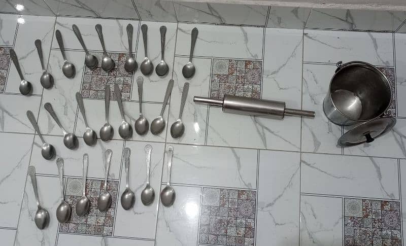 New Stylish 24Spoons  1Bylcha 1Balti Steelan Pure Steel 6