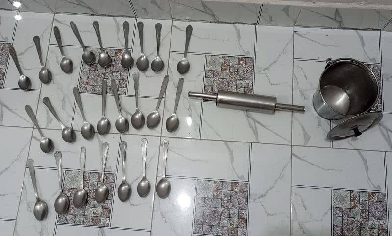 New Stylish 24Spoons  1Bylcha 1Balti Steelan Pure Steel 7