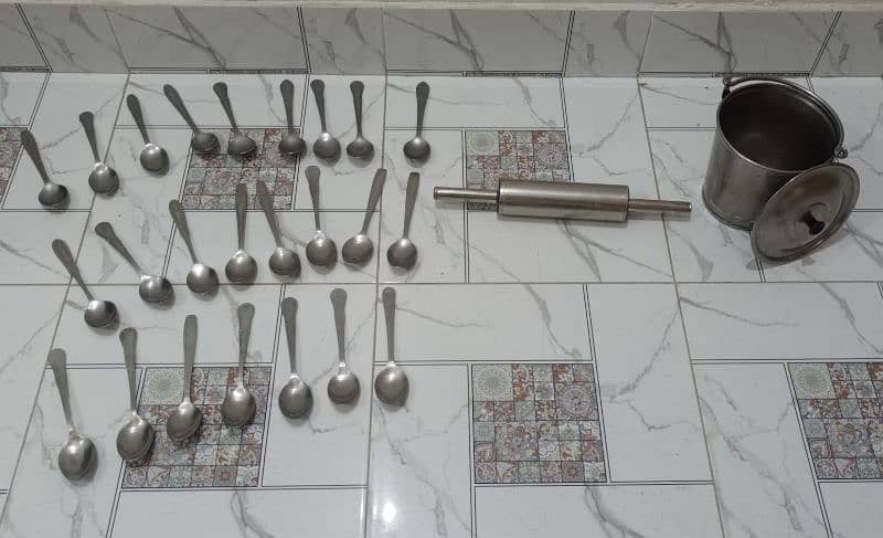 New Stylish 24Spoons  1Bylcha 1Balti Steelan Pure Steel 8