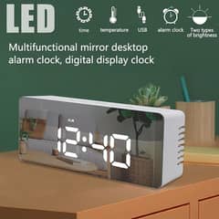 Digital Mirror Alarm Clock LED Electronic Desktop Clock+Temperature