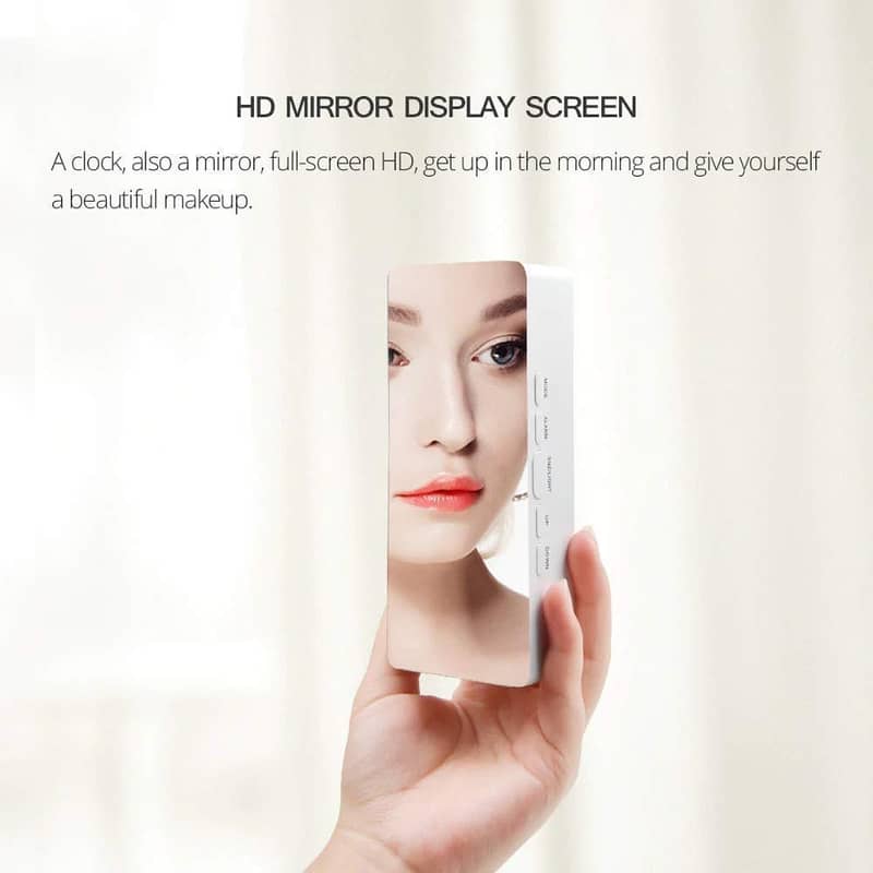 Digital Mirror Alarm Clock LED Electronic Desktop Clock+Temperature 1