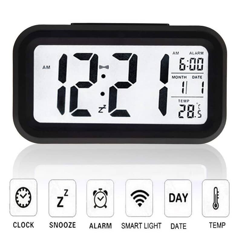 Digital Mirror Alarm Clock LED Electronic Desktop Clock+Temperature 3