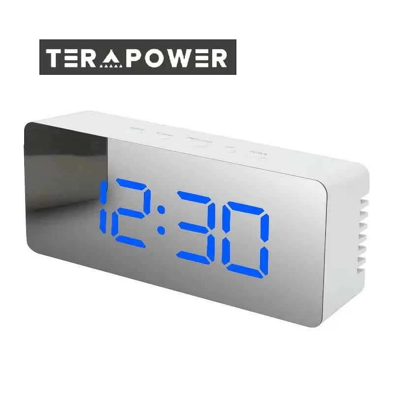 Digital Mirror Alarm Clock LED Electronic Desktop Clock+Temperature 4