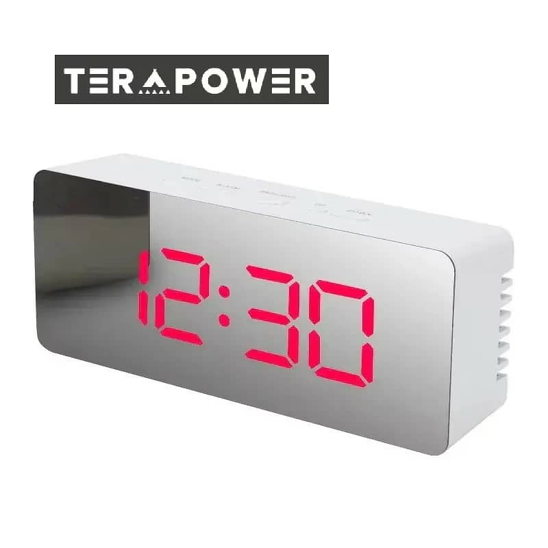 Digital Mirror Alarm Clock LED Electronic Desktop Clock+Temperature 5