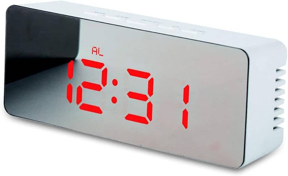 Digital Mirror Alarm Clock LED Electronic Desktop Clock+Temperature 11