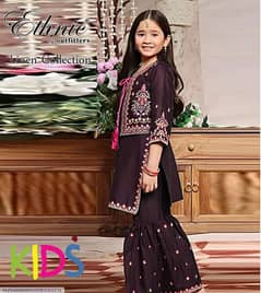 2 Pcs Girl's Linen Embroidered Unstitched Suit