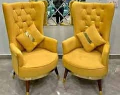 Velvet high back 2 chair & 2 king size sofa set with table