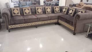 L shape sofa set - Velvet sofa set - Corner sofa set - Sofa set