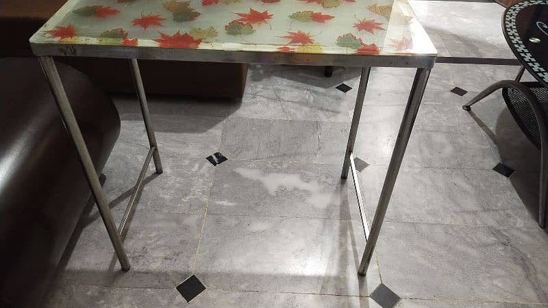 Pure steel table with glass top 6