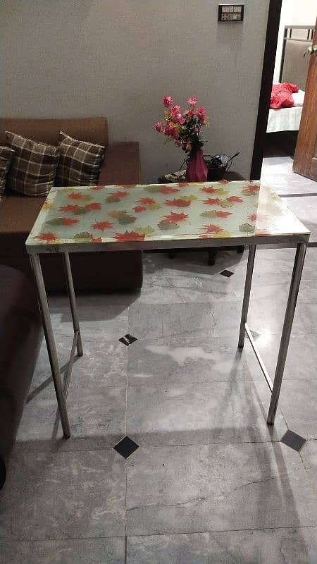 Pure steel table with glass top 8