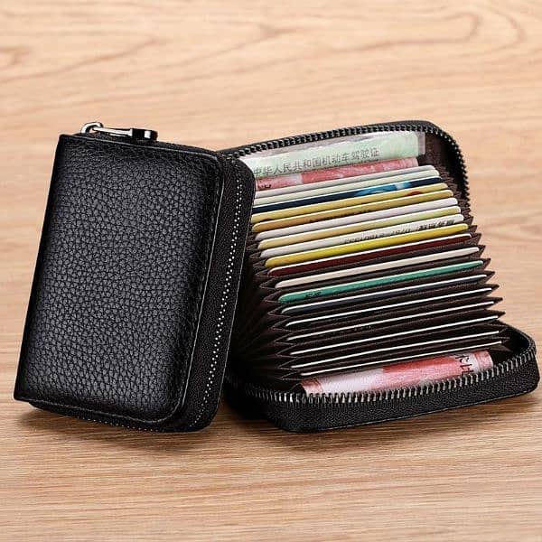Leather zip card holder wallet for men and boys 1