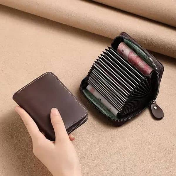 Leather zip card holder wallet for men and boys 2