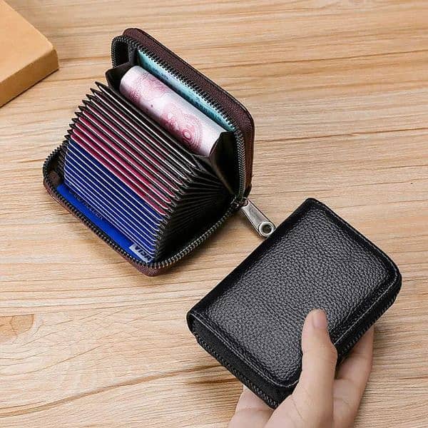 Leather zip card holder wallet for men and boys 3