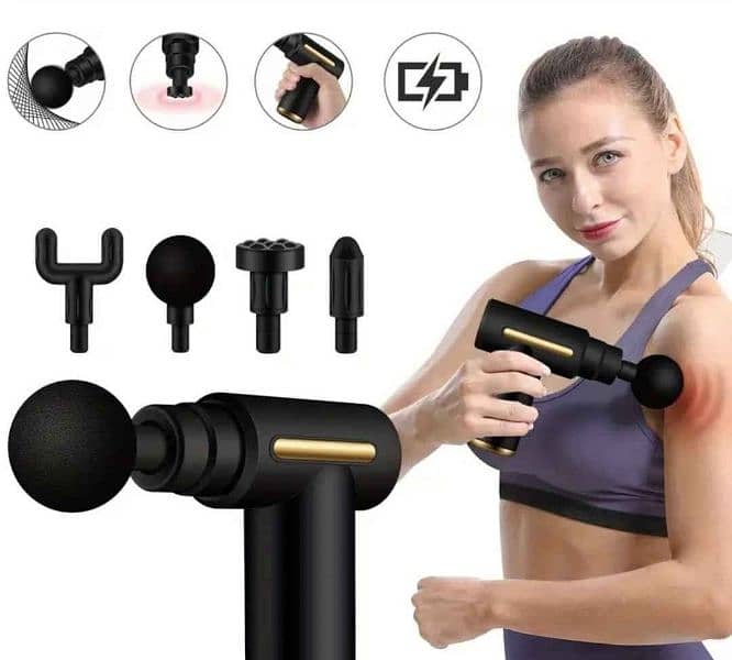 1pc Portable Fitness Massage Gun, Body Fascial Gun 0