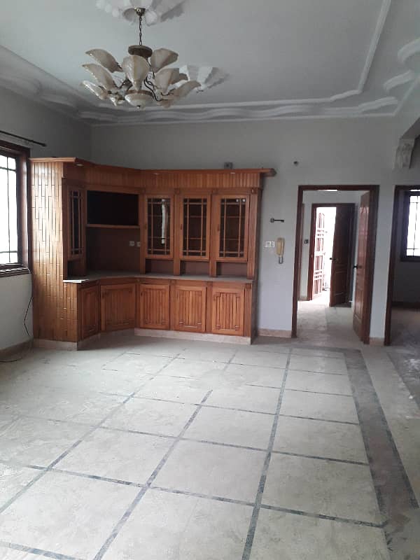 three bed dd first floor portion with roof for rent in johar 0