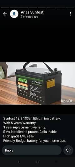 Sunfost lithium 12.8v 24v 48v 100amp solar/Ups battery