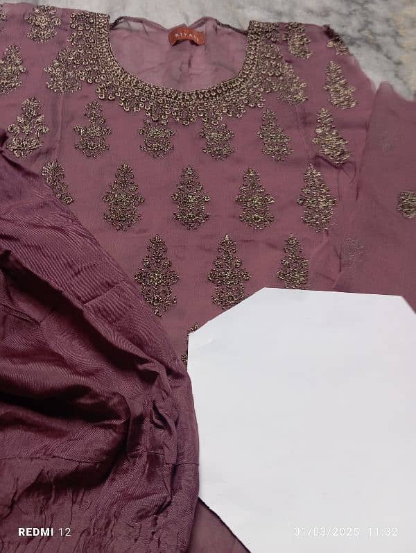 Rivaaj eidh semi stitched 3 pieces fancy party dress 7