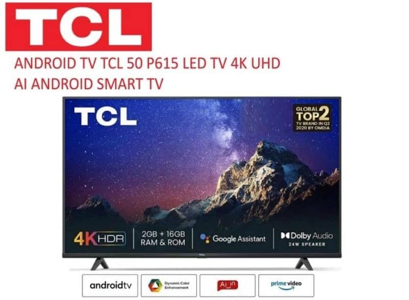 Title : Android TV TCL 50  P615 LED 4K Ultra high density HDR TV 0