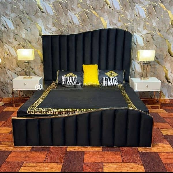 Double Bed - Poshish Bed - Bed Dressing Side Table - King Size Bed Set 6