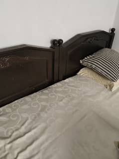 2 single pure wooden bed with mattress