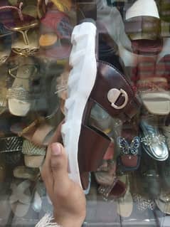 brown chappal in white sool