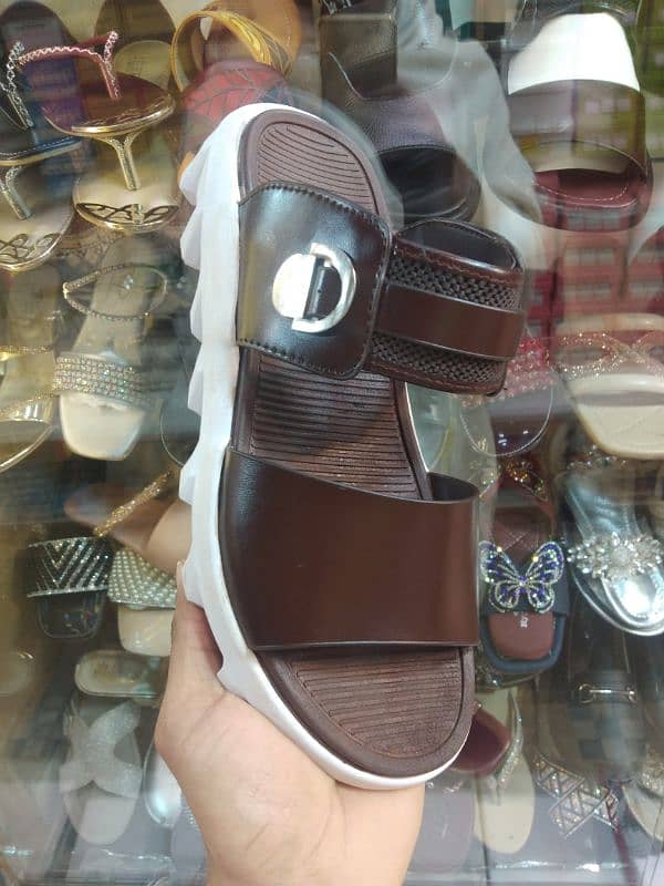 brown chappal in white sool 2