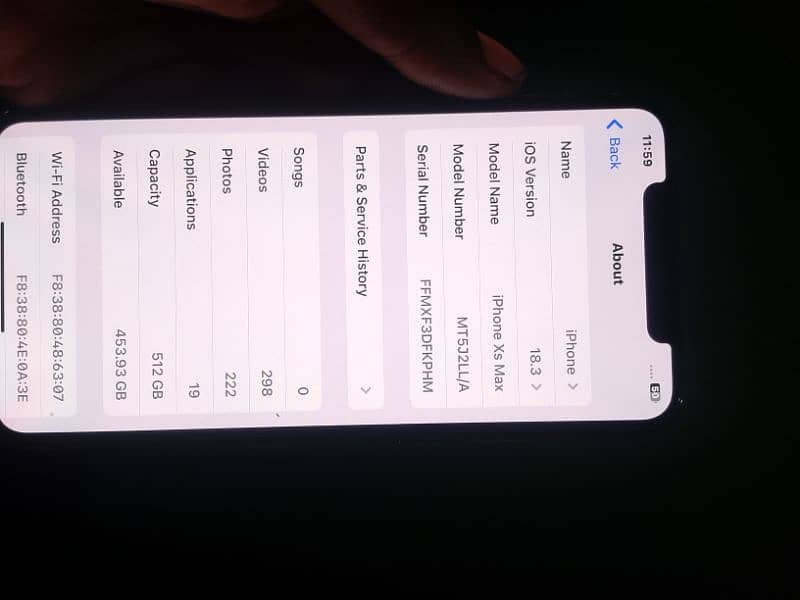 I phone xs max 91 battery health 512 gb memory face id off hai 5