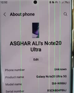 urgent sale samsung note 20 ultra 12/128