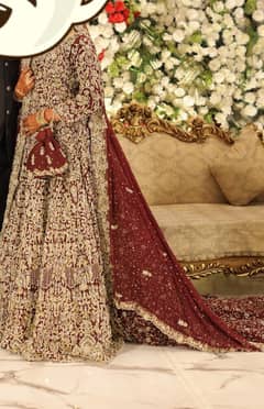 baraat maroon raw silk heavy lehnga *Bridal lehnga | weeding dress