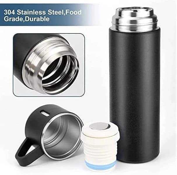 500ml Stainless Steel Vacuum Flask Set with 3 Steel Cups – Double 2