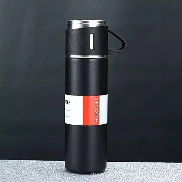 500ml Stainless Steel Vacuum Flask Set with 3 Steel Cups – Double 3