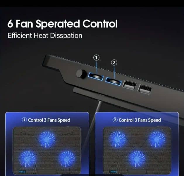 Ultra-Thin USB-Powered Laptop Cooling Pad with 6 LED Fans 2