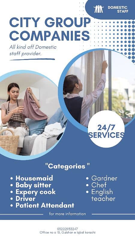 All kind of Domestic staff provider (maid, nanny, cook, driver etc) 0