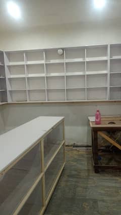 Shop furniture (racking and counter)