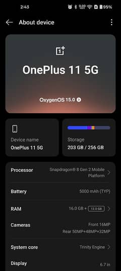 OnePlus 11 5g (16+12::256) non PTA