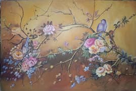 Beautiful Hand-Painted Canvas Art – Nature, Birds & Flowers size 24x36