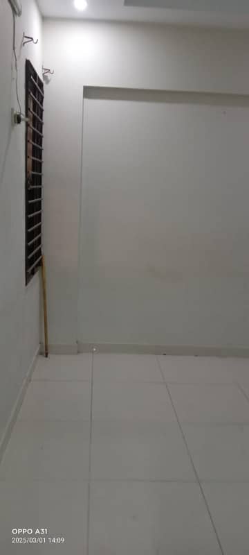 Flat For Rent 2 Bedroom Drawing Lounge American Kitchen Tile Flooring West Open Main Maskan Chowrangi Gulshan-e-Iqbal Karachi ! 1