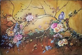 Beautiful Hand-Painted Canvas Art – Nature, Birds & Flowers size 24x36