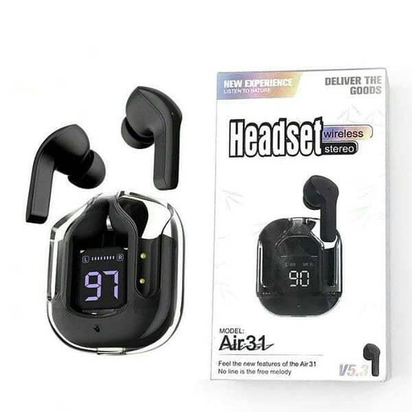 Air 31 TWS transparent Earbuds with long battery life  and smart touch 2