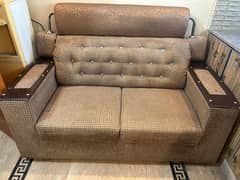 6 seater wooden sofa set light brown